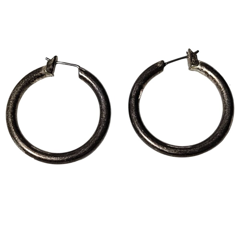 Vintage Silver Tone Hoop Earrings Classic Stylish Minimalist Fashion Jewelry